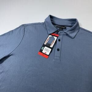 Banana Republic Luxe Touch Performance Polo Shirt Mens Medium Blue NWT Cotton